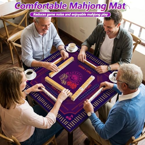 3MM Mahjong Mat 31.5” x 31.5” with Black Carrying Bag,Thickened Waterproof Anti Slip & Noise Reduction Gaming Mahjong for Table, Board Games, Poker,Dominoes and Card Games