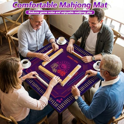 3MM Mahjong Mat 31.5” x 31.5” with Black Carrying Bag,Thickened Waterproof Anti Slip & Noise Reduction Gaming Mahjong for Table, Board Games, Poker,Dominoes and Card Games