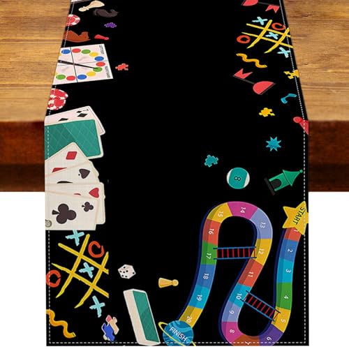 Game Night Decorations Table Runner Kids Adults Board Game Birthday Party Home Kitchen Dining Table Decor