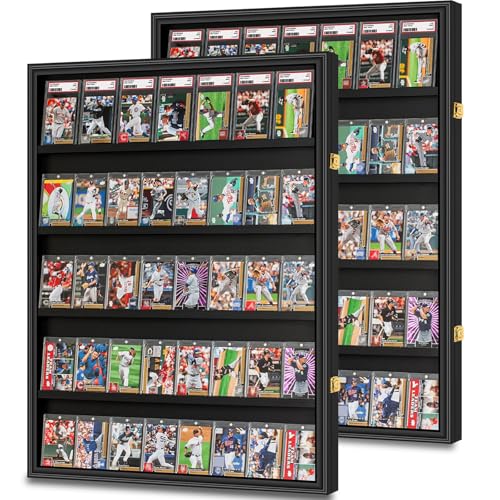 GYaozii 2PCS 40 Large Baseball Card Display Case with UV Protection | Graded Sports Card Display Frame Trading Cards Wooden Wall Cabinet with Acrylic Front for Cards Collection - size: 40 Card-2Pack