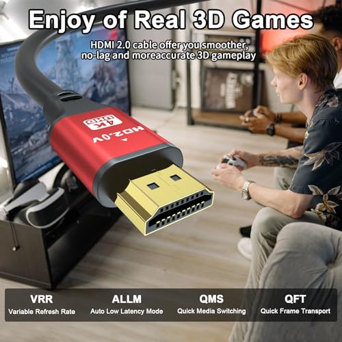30FT Long HDMI Cable 4K60Hz, High Speed 4K HDMI Cable with Gold Plated Connectors, Red Aluminum Housing, for Projector, TV, Conference Room, Office Setup, Wall Mount, Presentation Display. - size: 30FT