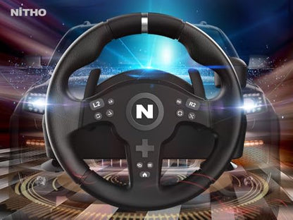 Nitho Drive Pro V200 PC Gaming Racing Wheel with Pedals and Shifter, Steering Wheel Compatible with PC, PS4, Switch 2/Switch, Xbox Series X|S and Xbox One, 270° Car Driving Simulator with Vibration - color: Drive Pro V200