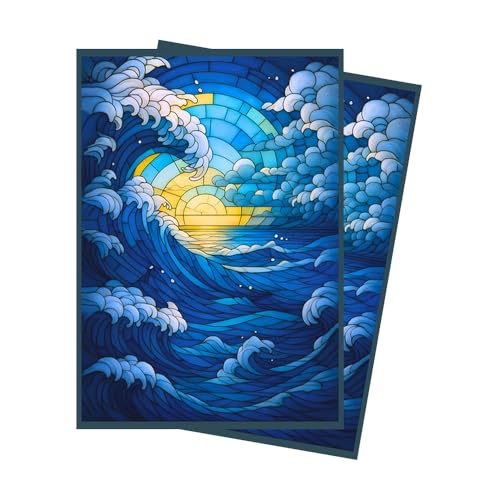 Stained Glass Blue Mana - MTG Card Sleeves, 104ct, Standard Size | Perfect for Double Sleeving, Smudge Resistant Matte Back, Standard 66x92mm - Compatible with Magic The Gathering & TCG Cards - color: Blue Mana