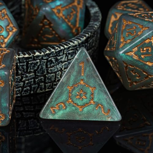 cusdie 7 Pcs 25mm Giant DND Dice with Dragon Eye Dice Bag, Polyhedral Dice Set, D&D Dice for Pathfinder RPG(Gray Green) - color: Light Green