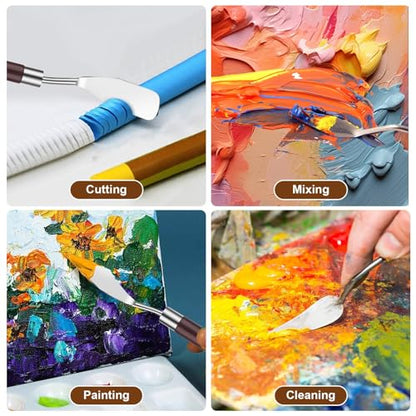EEEKit 27 PCS Palette Knife Set, Stainless Steel Spatula Pallet Knife with Art Paint Brush, Plastic Scraper for Oil Canvas, Watercolor, Acrylic Painting