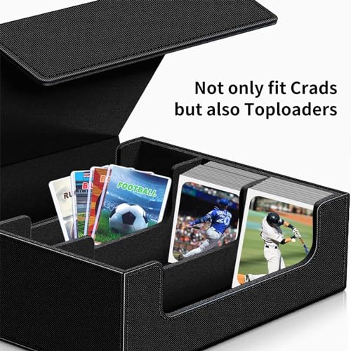 1800+ Trading Card Storage Box, Magnetic Closure Toploaders Storage Box Hold 600+ 35PT 3"x4" Standard Toploaders, PU Leather Card Deck Boxes Fit for MTG,Marvel,Sport Cards,Game Cards, Business Cards