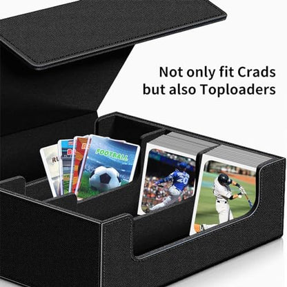 1800+ Trading Card Storage Box, Magnetic Closure Toploaders Storage Box Hold 600+ 35PT 3"x4" Standard Toploaders, PU Leather Card Deck Boxes Fit for MTG,Marvel,Sport Cards,Game Cards, Business Cards