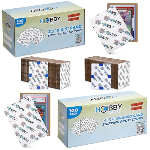 Hobby Armor Trading Card Shipping Protector, 3.5x4.5 & 4x6 Cardboard Bundle | Both Sizes Included, Vibrant Multi-Color Print, Sturdy Lightweight Cardboard, Rounded Corners, Bend & Ding Protection