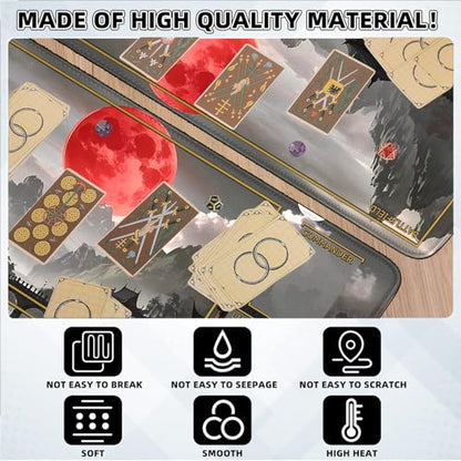 MTG Playmat Stitched Edges, Game Play Mat for MTG TCG 24 x 14 inches Trading Card Inked Game Playmats with Storage Bag Smooth Rubber Surface Battle - color: Pattern10 Wirh Zones