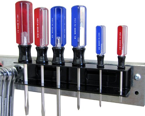 Wall Control Screwdriver Holder Bracket Slotted Metal Pegboard Accessory Slotted Tool Board - Black - color: Black, size: 8in x 2in x 2in