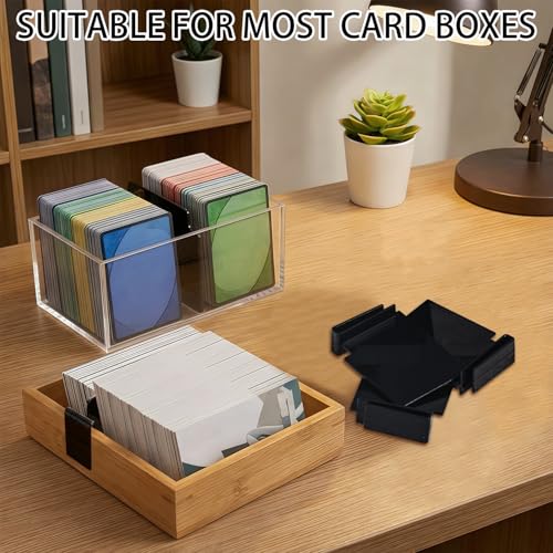 Card Box Dividers – 15 Pack Black Plastic Trading Card Dividers with Clip, Storage Separator for Game Cards, Exercise Cards, and Cardboard Box Organizer