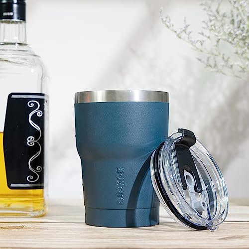 BJPKPK 10 oz Mini Tumbler with Lid, Straw & Handle, Insulated Steel Cup | Small, Spill Proof, Leak Proof, Thermal, Double Wall Vacuum, Sweatproof, Dishwasher Safe, BPA Free, Navy Blue - color: A-Navy Blue, size: 10 Ounces