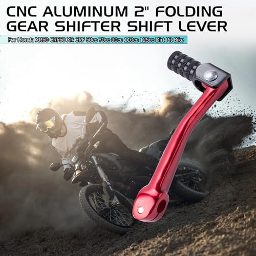 CNC Aluminum 2" Folding Gear Shifter Shift Lever Compatible with Honda XR50 CRF50 XR CRF 50cc 70cc 90cc 110cc 125cc Dirt Pit Bike (Black Red) - color: Black Red