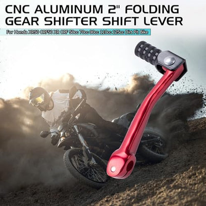 CNC Aluminum 2" Folding Gear Shifter Shift Lever Compatible with Honda XR50 CRF50 XR CRF 50cc 70cc 90cc 110cc 125cc Dirt Pit Bike (Black Red) - color: Black Red
