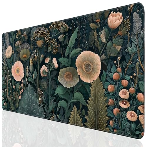 Desk Cover Mat, Cute XXL Large Mouse Pad, Computer Laptop Mat Desk Decor for Office Game Home 31.5 X 15.7 Inch (Black Weeds) - color: Black Weeds