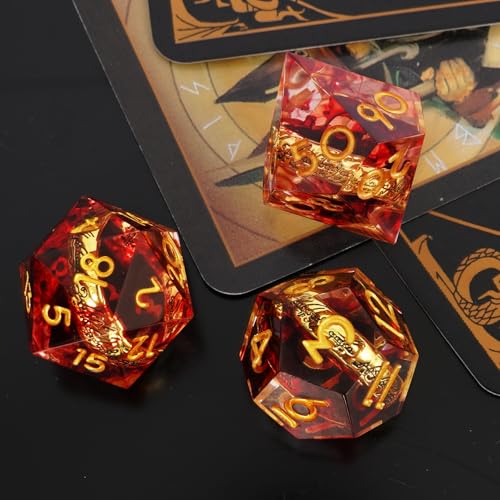 Golden Ring DND Dice Set, 7pcs D&D Polyhedral Sharp Edge Resin Dice with Box, Dice Set for Role Playing Dungeons and Dragons, Playing Games for D and D MTG RPG (Red) - color: Ring Red, style: Ring