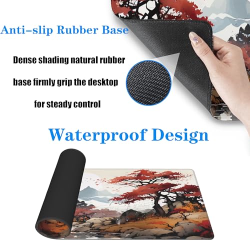 Cherry Blossom XL Mouse Pad,Large Mouse Pad Gaming 31.5 x 11.8 in Mouse Mat Desk Pad,Extended Keyboard Mousepad Large Desk Mat with Non-Slip Rubber Base and Stitched Edge for Home Office - color: Cherry Blossom2