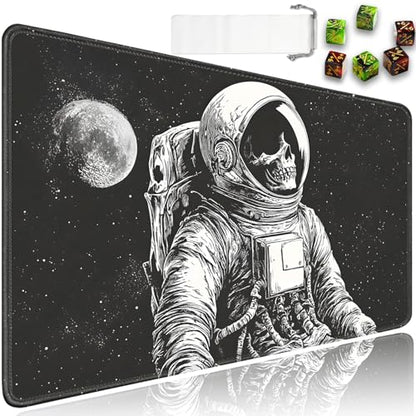 for MTG Game Playmat - 24 x 14 inches with Dices and Storage Bags, Non-Slip Base for TCG and Board Game Card Mats, Trading Card Games Mat, Space Skeleton Astronaut Pattern Collectible Card Playmats - color: Jv-playmat-p7-1-h229