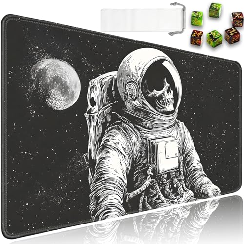 for MTG Game Playmat - 24 x 14 inches with Dices and Storage Bags, Non-Slip Base for TCG and Board Game Card Mats, Trading Card Games Mat, Space Skeleton Astronaut Pattern Collectible Card Playmats - color: Jv-playmat-p7-1-h229