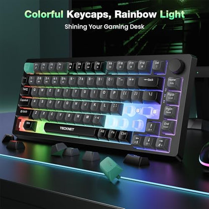 TECKNET 75% Compact Gaming Keyboard, 82-Key RGB Backlit Wired Keyboard with 26-Key Anti-Ghosting, Quiet Responsive Keys, Ergonomic Design, USB Plug & Play Keyboard for PC, Laptop, Gaming & Office