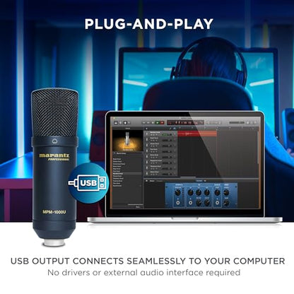 Marantz Professional MPM-1000U USB Condenser Microphone for Gaming, Streaming and Podcasting - Built-In Audio Interface, Desktop Stand, Plug-and-Play, Black - style: USB Mic