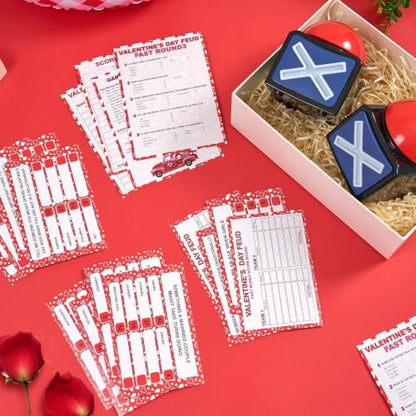 Valentine's Day Friendly Feud Game with 2 Answer Buzzers, Fun Family Valentines Board Game for Adults Feud Card Trivia Quiz Activities for Galentin's Day Party Family Office Group Team Building - style: Valentine's Day