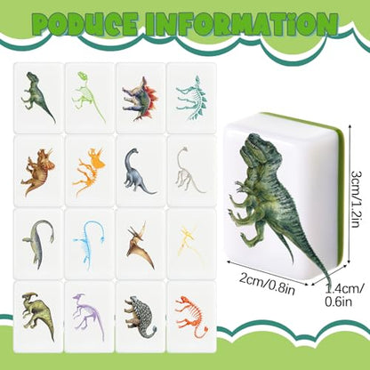 Hollowfly 2 Player Mahjong Block Set with Storage Bags 65 Tiles 30 mm Dinosaur Mahjong Push Tile Game with Dinosaur Pattern No DIY Required for Friend Family Game Night Party Gift - style: Dinosaur