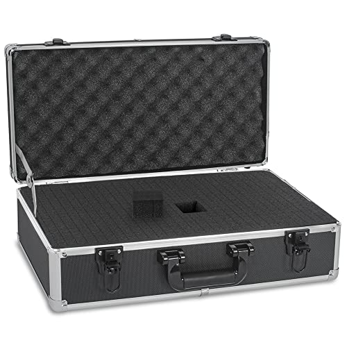 20 Inch Hard Carrying Case Ideal for Wireless Mic System Storage & Camera Gear Transportation, Aluminum Alloy Sturdy Build, Customizable Pre-Diced Foam, Black - size: Inner：19.6''X 9.6''X 5.6''