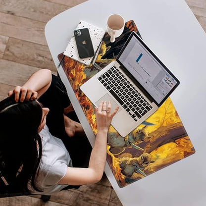 Card Playmat 24" x 14" TCG Game Mat for MTG and Other Card Games, Premium Stitched Card Gameplay Mat with Non-Slip Rubber Backing Board Games Desk Duel Mats, Autumn Squirrel Squad - color: Autumn Squirrel Squad, size: 24"X14" Without Zones