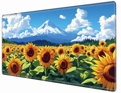 Large Mouse Pad 36x24 Desk Mat Gaming Mousepad Sunflower Computer Mat 4XL Huge Desk Pad Oversized Giant Mouse Mat for Girl Women Office Work - color: Sunflower Mountain, size: 36''x24''