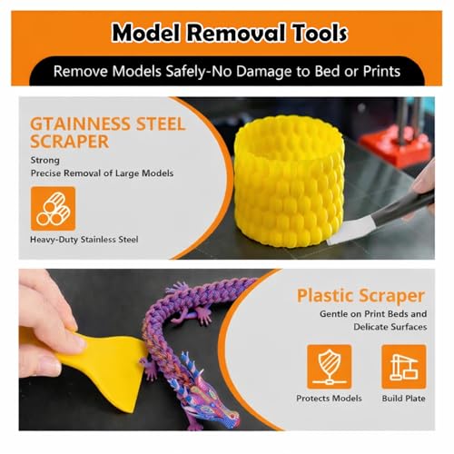 Precision 3D Printer Tool Kit, 30 PCS Model Cleaning & Finishing Set with Needle Files, Cleaning Needles, Precision Trimming Tool, Tweezers, Scrapers & Brushes for 3D Print Post Processing