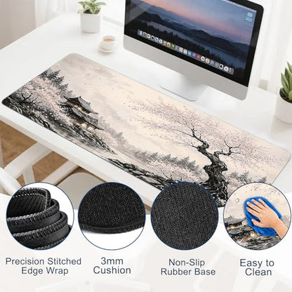 Gaming Mouse Pad, Desk Mat for Keyboard and Mouse, Large Mouse Pad for Desk, Computer Mousepad - color: Japanese Ink Painting 2