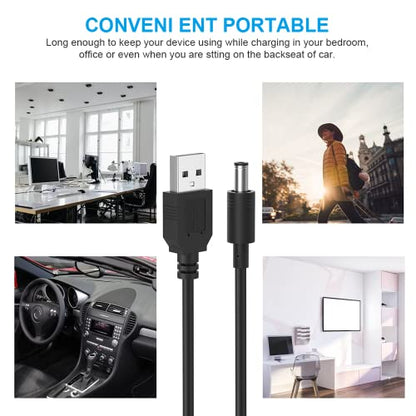 USB to DC 5V Power Cable 5.5x2.1mm Universal 10 Connector Tips Kit
