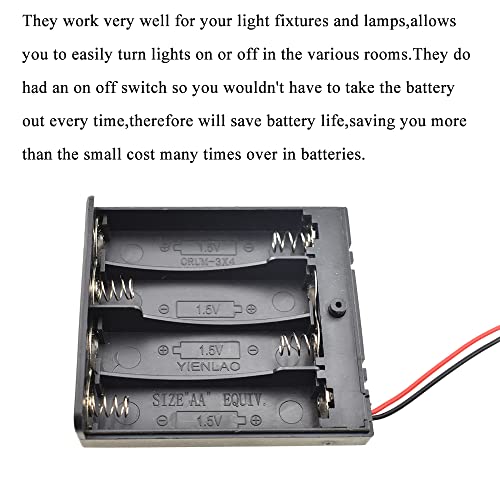 HAHIYO 6V AA Battery Holder Bundle with Wire Sturdy Cover Flexible Springs Contact Build-in Switch Batteries Black Case Easy Install 3 Pieces for Wall Clocks Ham Radio Kids Toys - style: 4AA-3P
