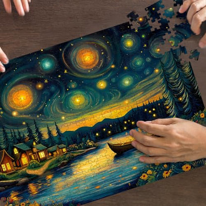 Puzzles for Adults 500 Pieces, Starry Night Jigsaw Puzzles - Starry Enchanted Forest, Impossible Landscape Puzzle for Seniors Families,20.47x14.96 inches, 1:1 Poster, Letter on The Back - style: Starry Enchanted Forest