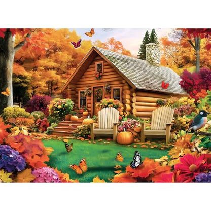 300 Pieces Puzzle for Adults, House and Pumpkins Jigsaw Puzzle - style: House and Forest