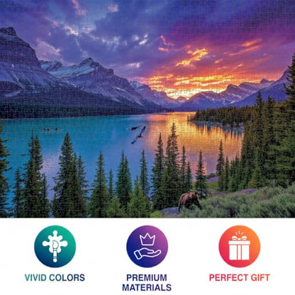 Cross & Glory | Jigsaw Puzzles for Adults | The Last Light of the Rockies | Canadian Rockies Sunset Landscape with Mountains & Turquoise Lake | Epic Wilderness Puzzle | Satin Finish | Ages 14+ - color: The Last Light of the Rockies