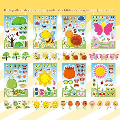 24 Sheets Make Your Own Stickers, Bug Stickers for Kids Toddlers | Insect & Plant Theme Sticker with Bees, Butterflies, Flowers for Classroom Rewards, Birthday Party Favors - style: Insect & Plant Theme Sticker