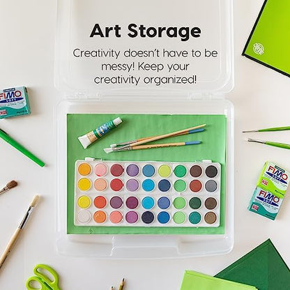 IRIS USA Board Game Storage |Made in USA| Slim Craft Case (10-Pack) - Clear | Fits 8.5" x 11" & A4 Paper, Organizers with Built-In Handle & Snap-Tight Lids, Containers for Puzzles, Art & Scrapbooking - size: 10 Pack