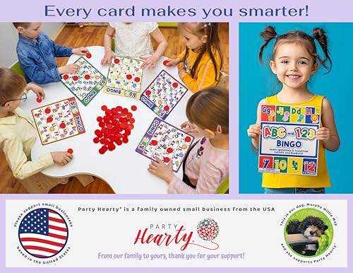 Party Hearty ABC & 123 Bingo Game for Kindergarten & Preschool - Animals | Animal Edition, Alphabet and Number, Preschool Kids Learn to Read, Ages 4 and Up - color: Animal Edition
