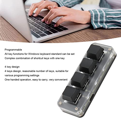 One Handed Programmable Mechanical Keyboard, OSU Keypad Macro Keyboard with Knob, PC Gaming Keyboards, 4 Keys, for for Vista, for Linux, for OS X