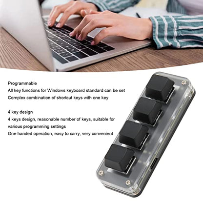 One Handed Programmable Mechanical Keyboard, OSU Keypad Macro Keyboard with Knob, PC Gaming Keyboards, 4 Keys, for for Vista, for Linux, for OS X
