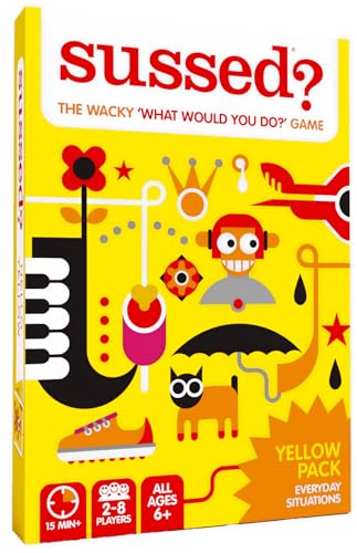 SUSSED The Wacky ‘What Would You Do’ Social Card Game - Fun & Easy for Kids - Family Travel Game for Road Trips & Car Journeys - Ages 6 & Up - Yellow Deck - color: Hello Yellow (Hilarious Everyday Events Theme)