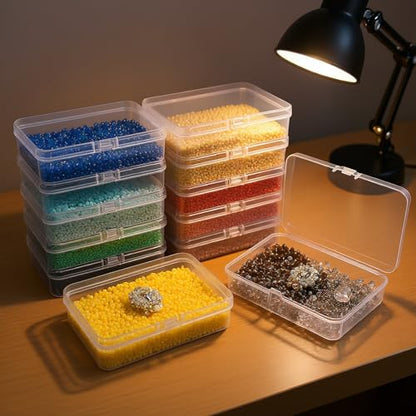 Rectangular Clear Plastic Storage Containers, 12 Pack | 4.5 x 3.3 x 1.1 inch, Hinged Lid, For Beads and Small Craft Items - size: 4.5 x 3.3 x 1.1 inch