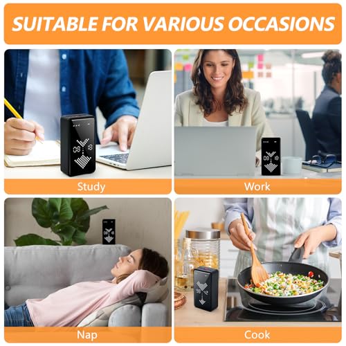 GuDoQi Digital Hourglass Pomodoro Timer, Magnetic 1-99 Mins Adjustable Rechargeable Digital Countdown ADHD Timer, Mute/Low Volume/High Low Volume Modes for Work, Study, Back to School, Kitch, Black - color: Black