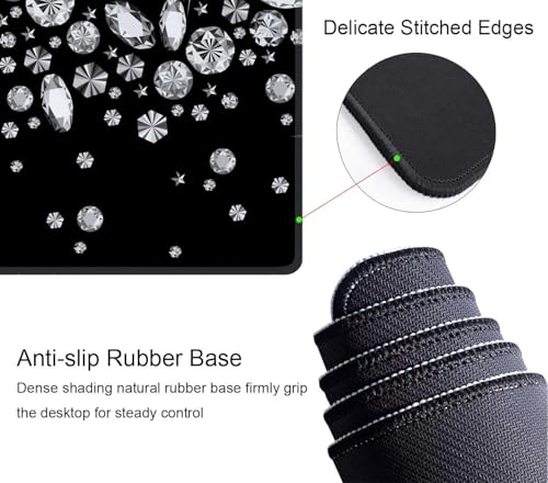 Large Gaming Mouse Pad with Stitched Edges, Desk Mat Extended Keyboard Pad, Non-Slip Rubber Base Desk Pad for Laptop, Office, Home, 31.5X11.8 inch Shiny Diamond Pattern - color: Shiny Diamond Pattern
