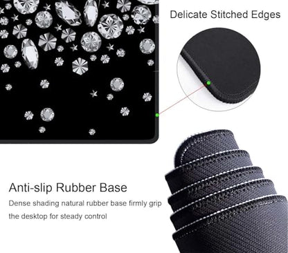 Large Gaming Mouse Pad with Stitched Edges, Desk Mat Extended Keyboard Pad, Non-Slip Rubber Base Desk Pad for Laptop, Office, Home, 31.5X11.8 inch Shiny Diamond Pattern - color: Shiny Diamond Pattern