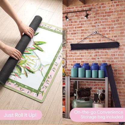 Drydiet Mahjong Mat for Table 31.5 x 31.5 Inch American Mahjong Mat with Carrying Bag, Non-Slip Noise Reduction Table Item for Family Poker Domino Board Game Night & Party Use(Pink Peony) - style: Pink Peony