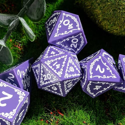 Cusdie 7-Piece Sharp Edges DND Dice Set with Sprout Design - Perfect for Tabletop RPGs Board Games Gifting and Collecting(Sprout Purple) - color: Sprout-purple