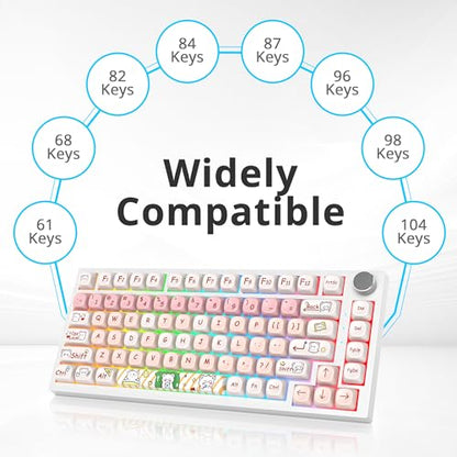 Keycaps 60 Percent PBT for Mechanical Keyboard-139 Key Keycaps, Dye-Sublimation Cute MOA Profile Custom Keycap for 61 68 87108 Mechanical Keyboard(Pink) - color: Pink Bear MOA